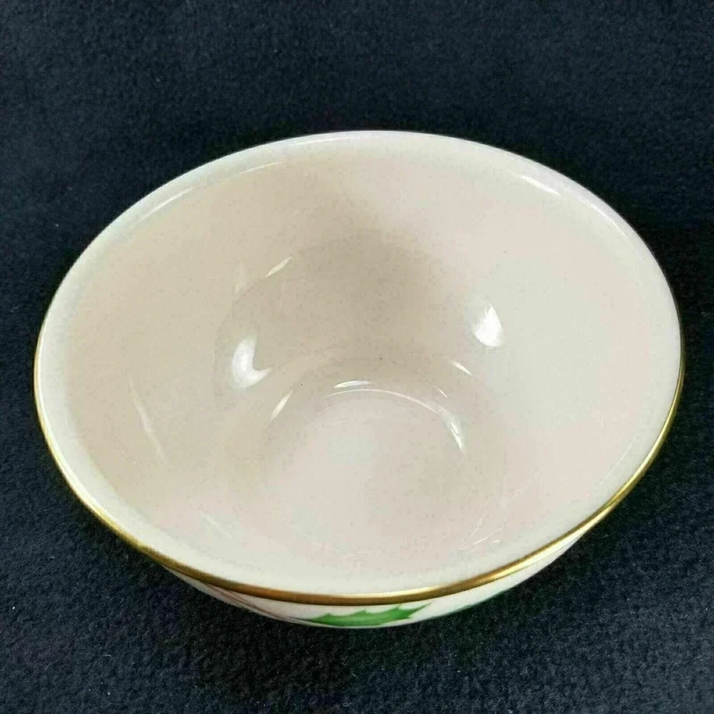 Lenox Holiday Collection 6‎ Inch Christmas Candy Snack Cookie Gold Trim Bowl